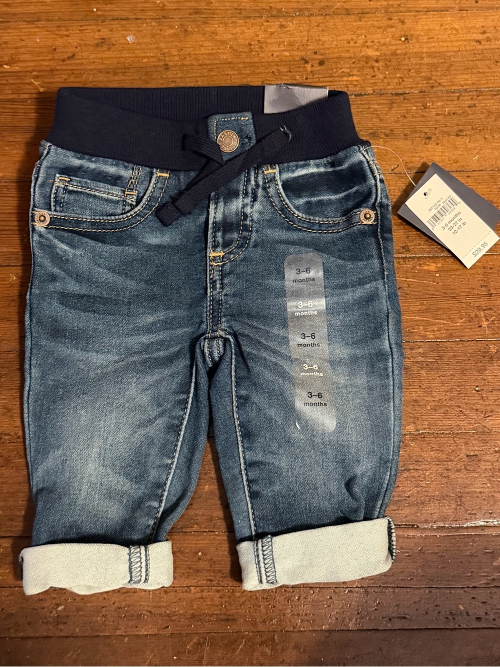 GAP baby denim jogger pants with navy waistband